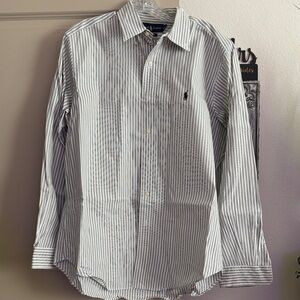 Polo by Ralph Lauren Men's Pinstripe Shirt - Gray and White